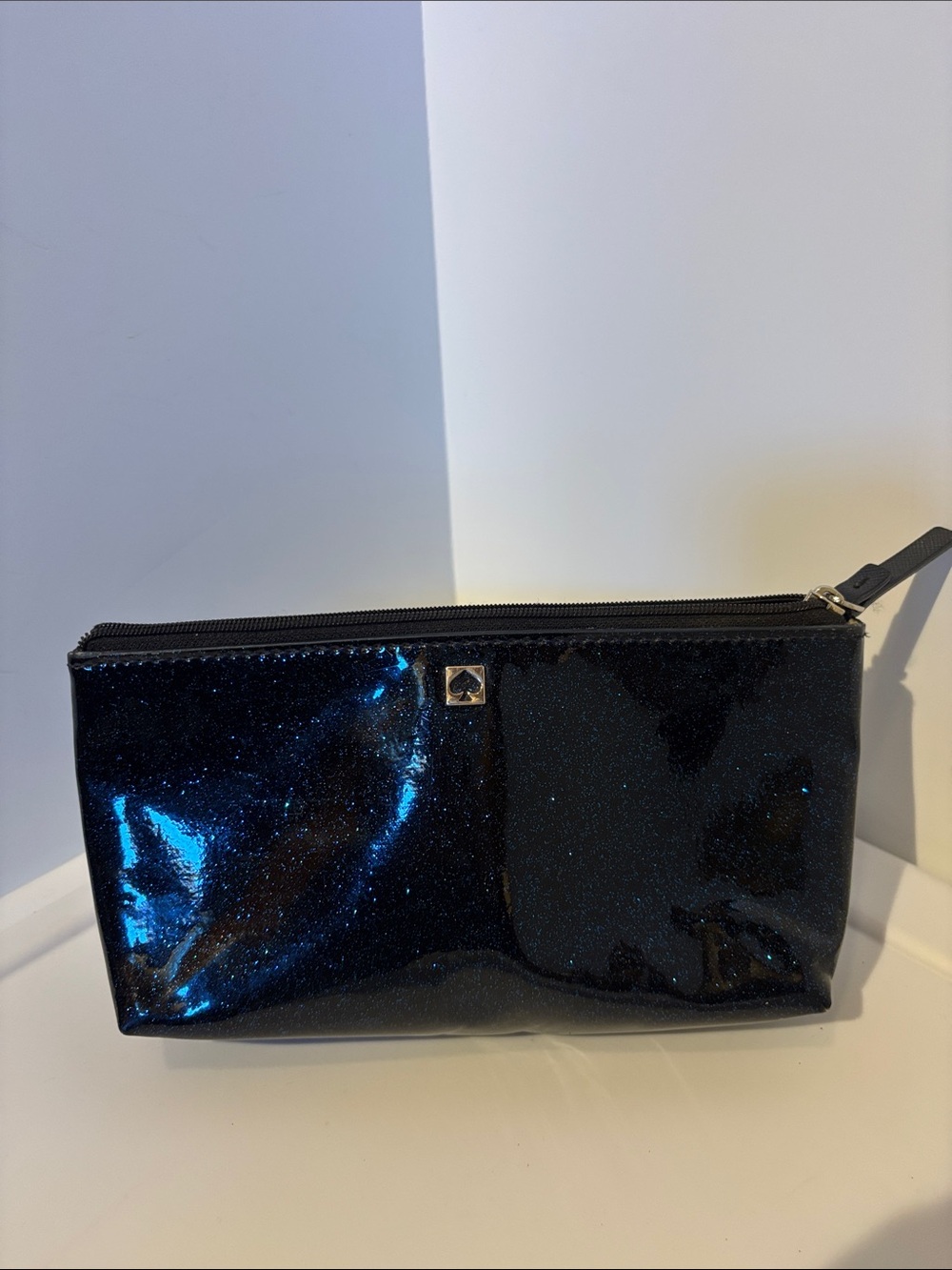 kate spade Black Glitter Zip Cosmetic Pouch